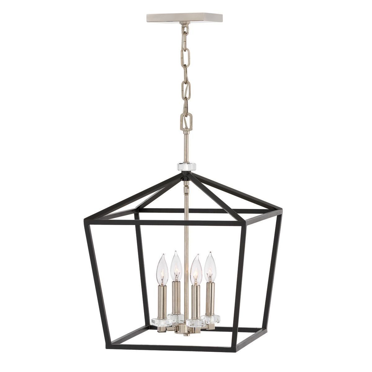 Quintiesse Stinson 4 Light Large Pendant / Semi-Flush - Black with Polished Nickel