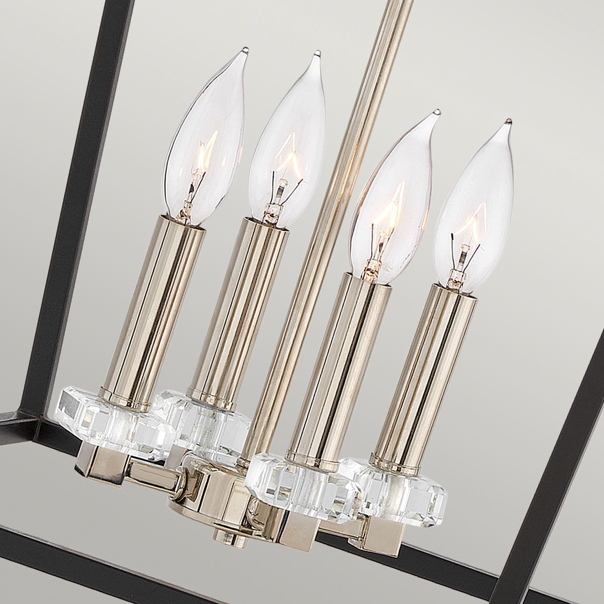 Quintiesse Stinson 4 Light Large Pendant / Semi-Flush - Black with Polished Nickel