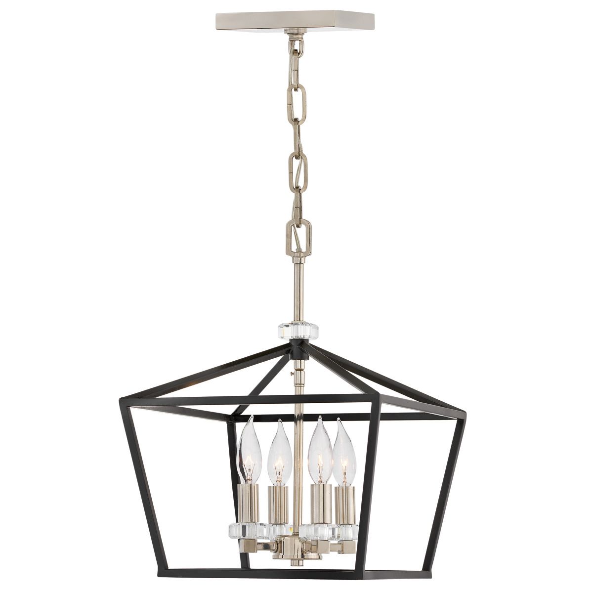 Quintiesse Stinson 4 Light Medium Pendant / Semi-Flush - Black with Polished Nickel