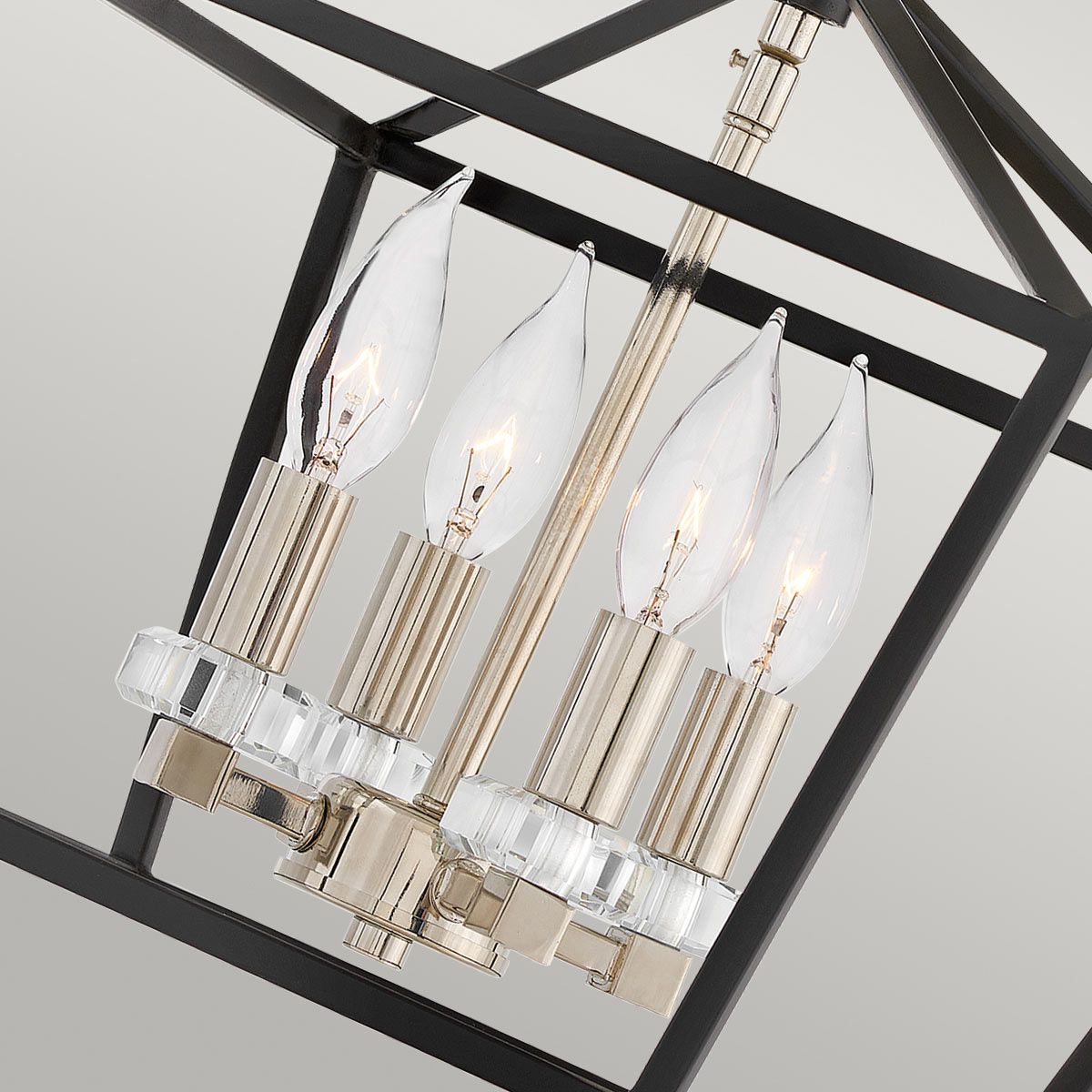 Quintiesse Stinson 4 Light Medium Pendant / Semi-Flush - Black with Polished Nickel