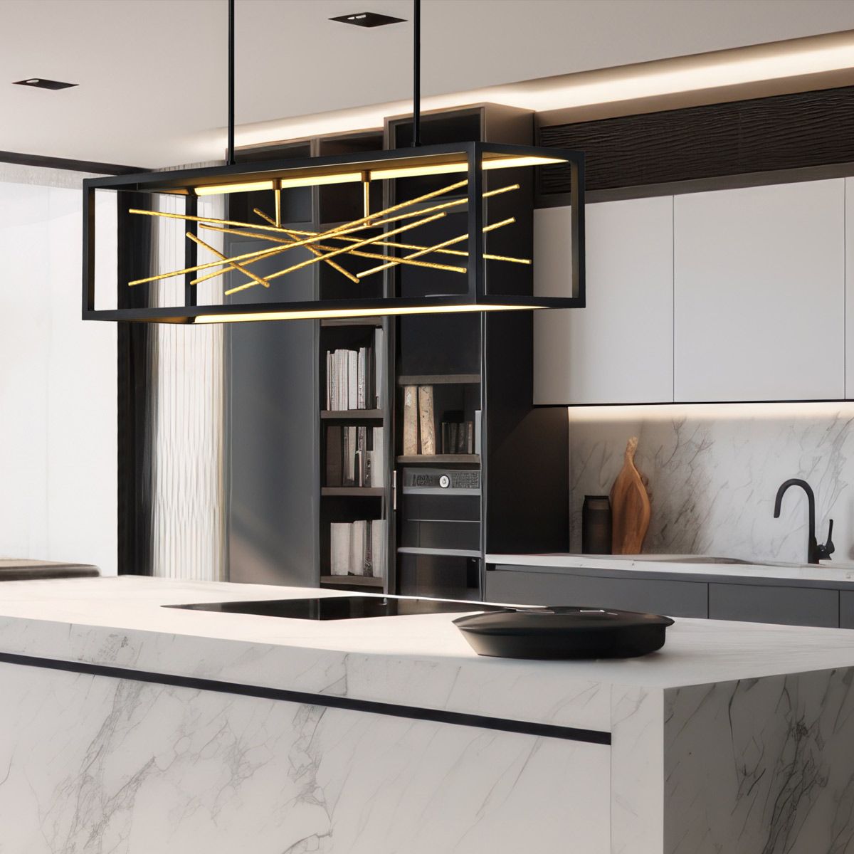 Quintiesse Styx LED Island Pendant - Black & Gilded Gold