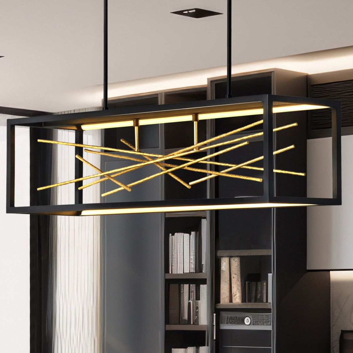 Quintiesse Styx LED Island Pendant - Black & Gilded Gold