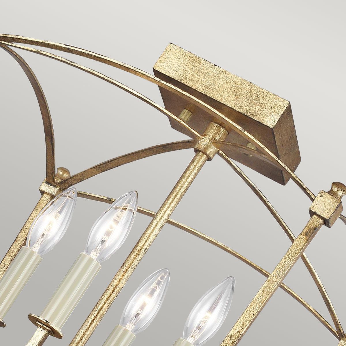 Quintiesse Thayer 4 Light Semi-Flush Fitting - Antique Gild