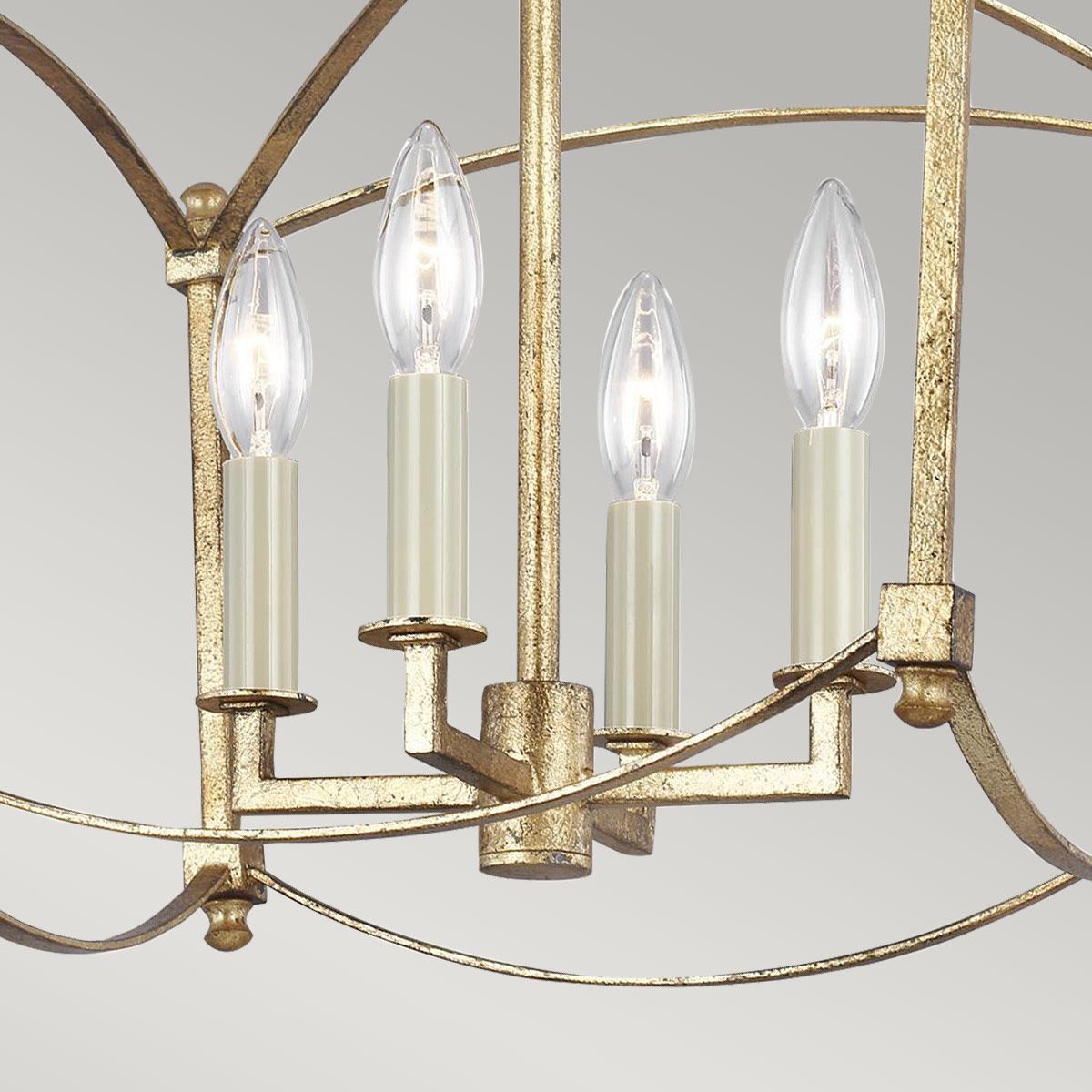 Quintiesse Thayer 4 Light Semi-Flush Fitting - Antique Gild