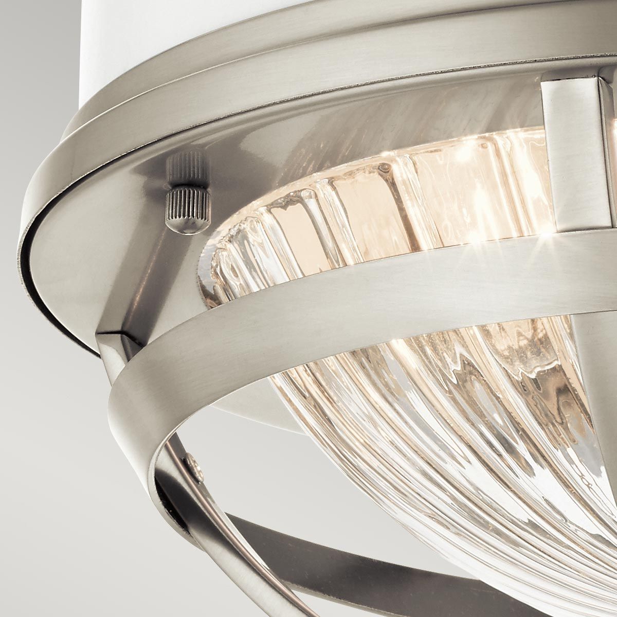 Quintiesse Tollis 2 Light Flush Fitting - Brushed Nickel & White