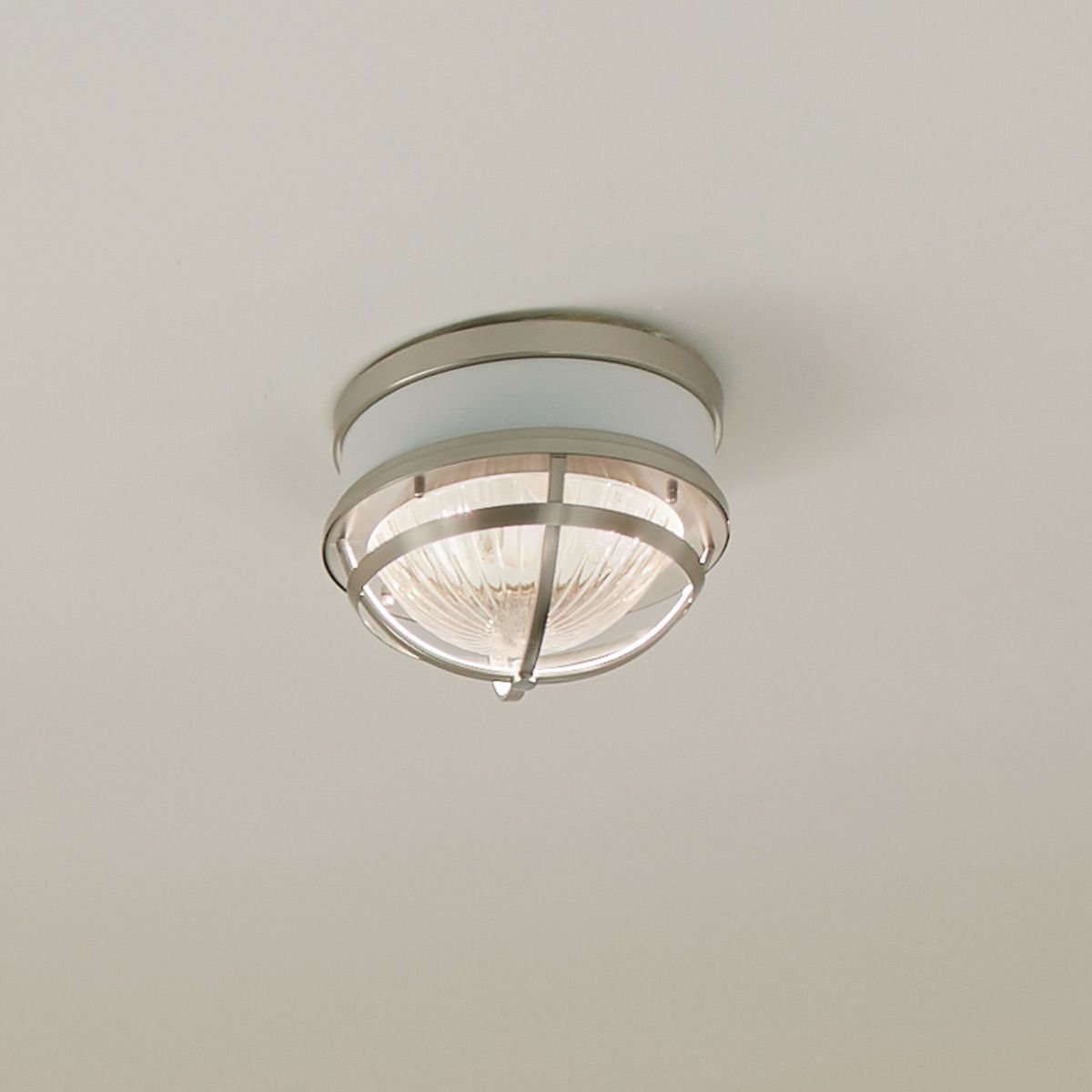 Quintiesse Tollis 2 Light Flush Fitting - Brushed Nickel & White