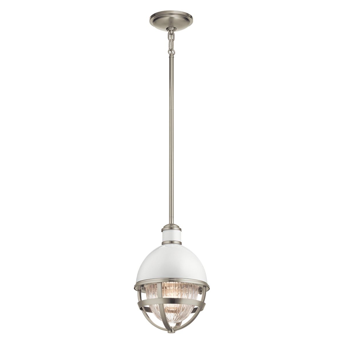 Quintiesse Tollis Single Mini Pendant - Brushed Nickel & White