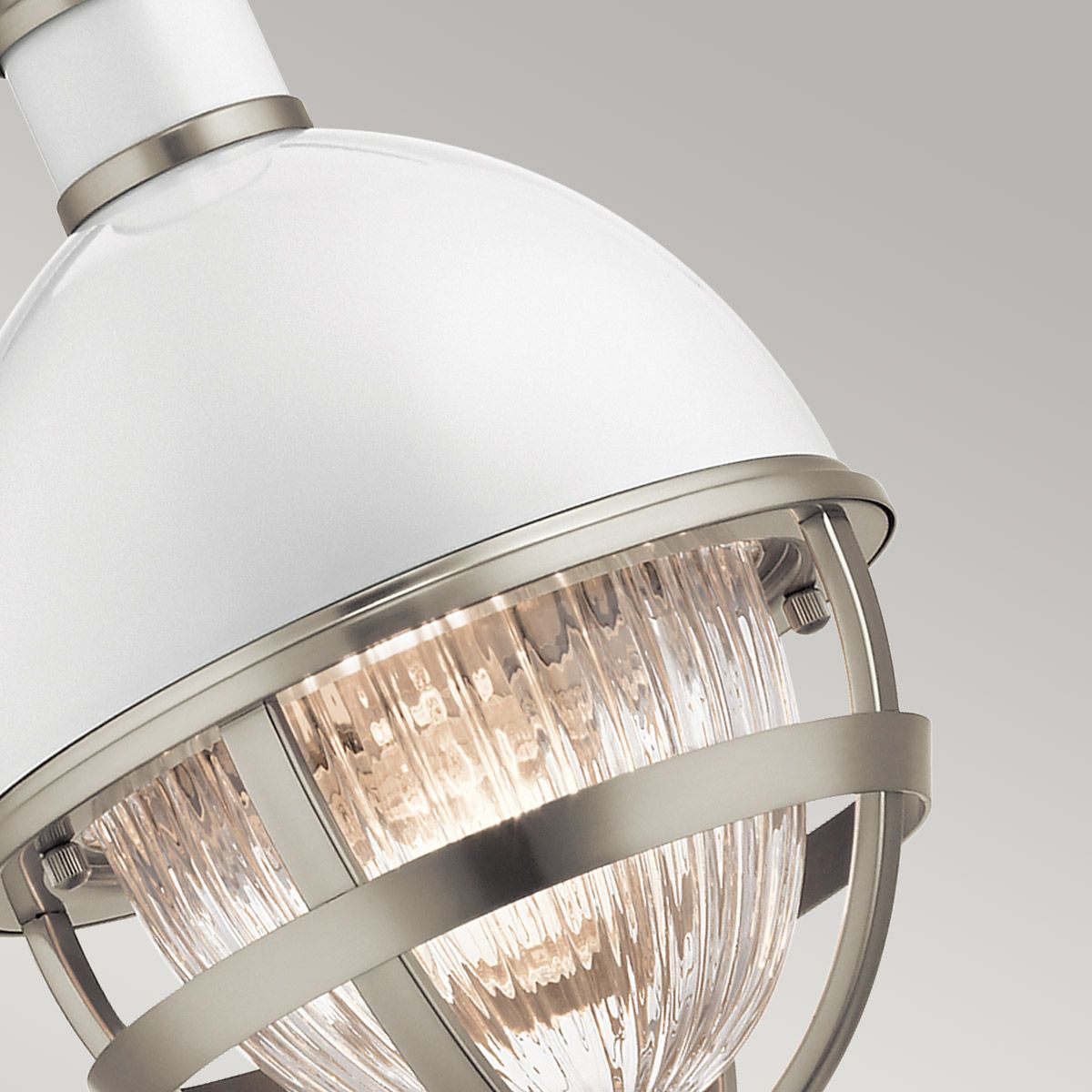 Quintiesse Tollis Single Mini Pendant - Brushed Nickel & White