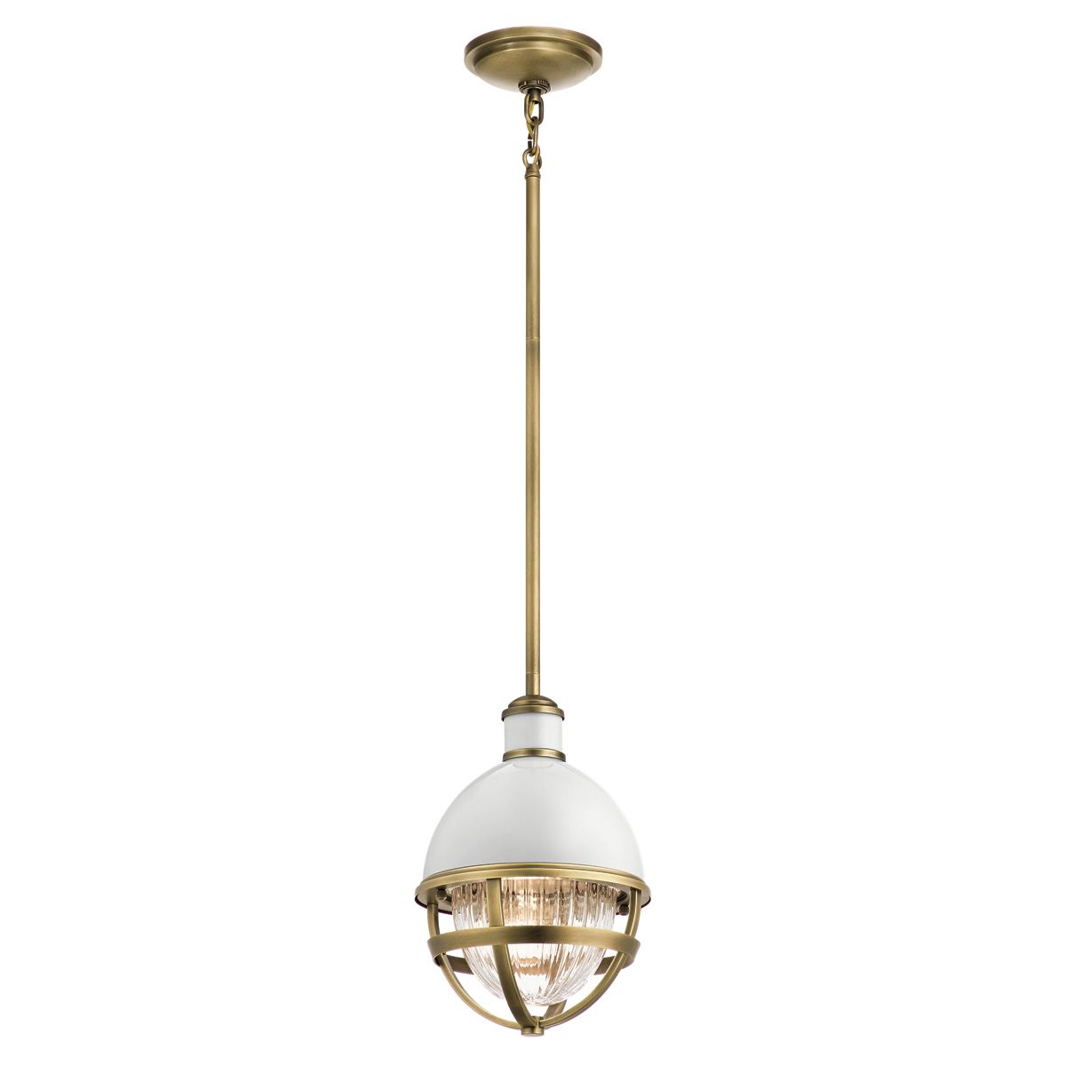 Quintiesse Tollis Single Mini Pendant - Natural Brass & White