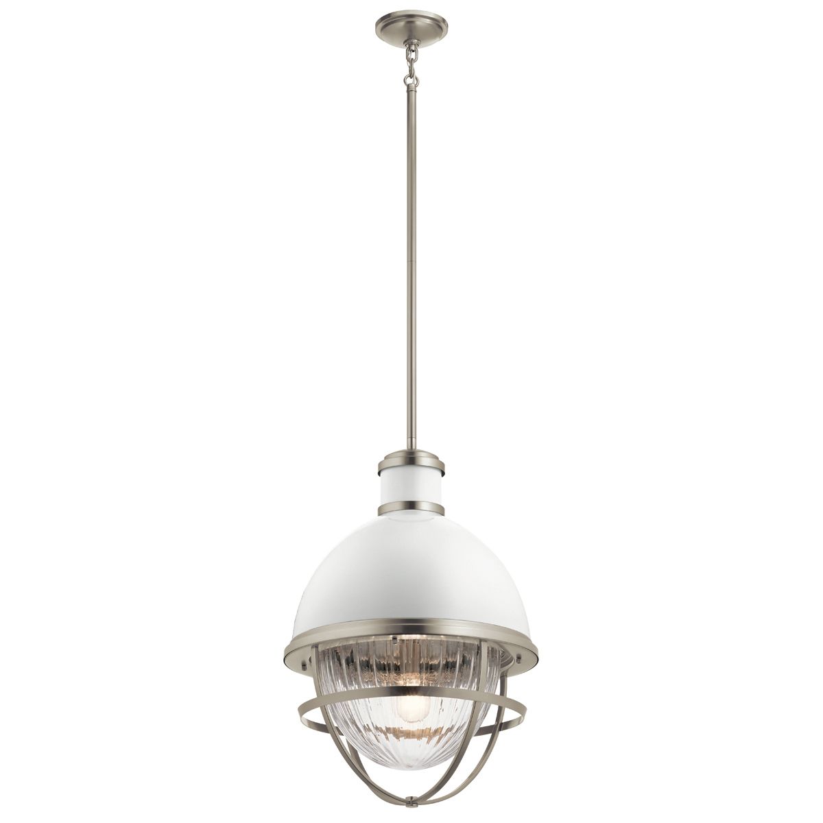 Quintiesse Tollis Single Pendant - Brushed Nickel & White
