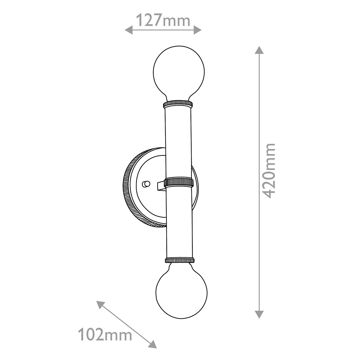 Quintiesse Torche 2 Light Wall Light - Brushed Nickel
