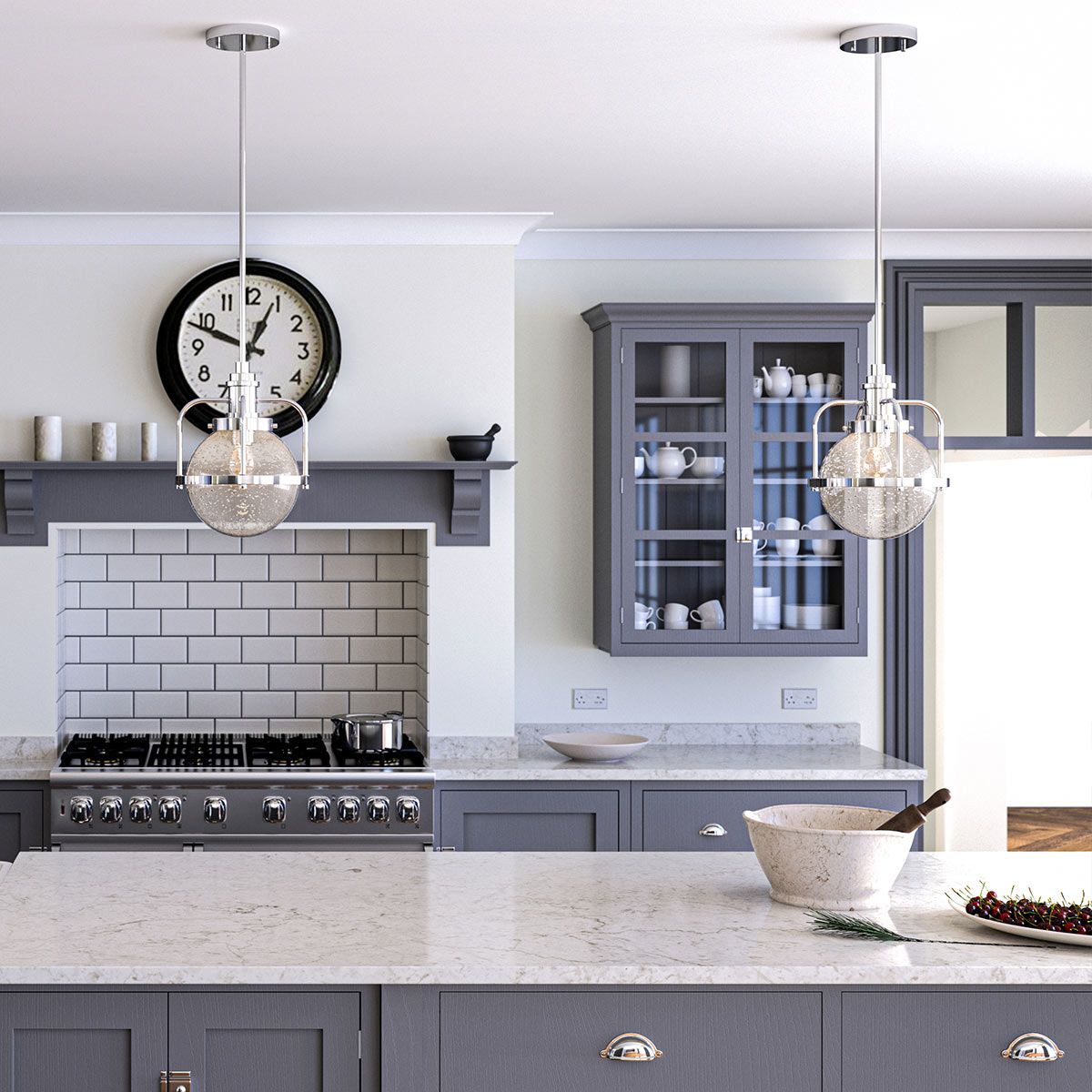 Quintiesse Triocent Single Bathroom Pendant / Semi-Flush - Polished Nickel
