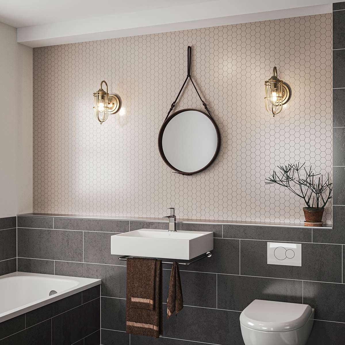 Quintiesse Urban Restoration Single Bathroom Wall Light - Dark Antique Brass
