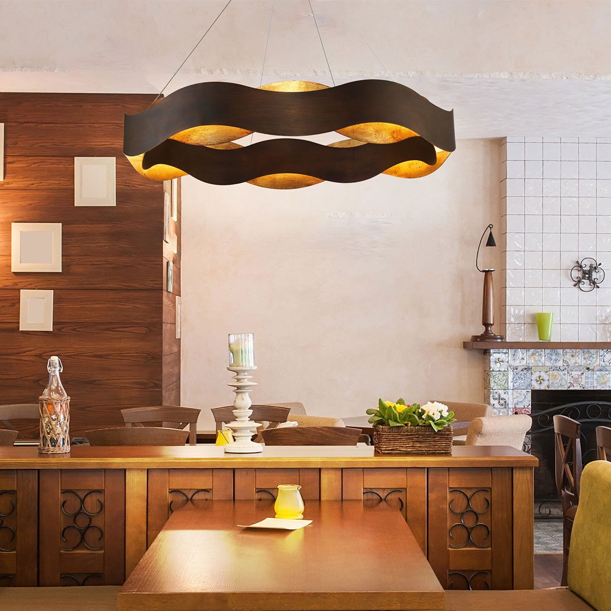 Quintiesse Vaughan Chandelier Large - Bronze & Gold