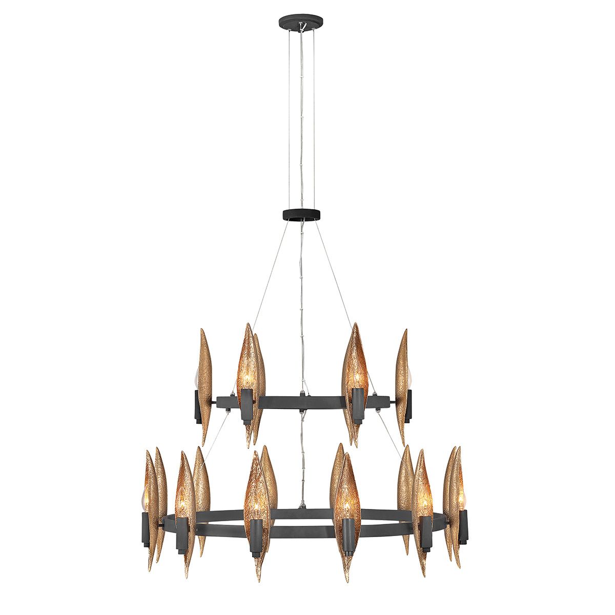 Quintiesse Willow 18 Light Chandelier - Carbon Black with Deluxe Gold