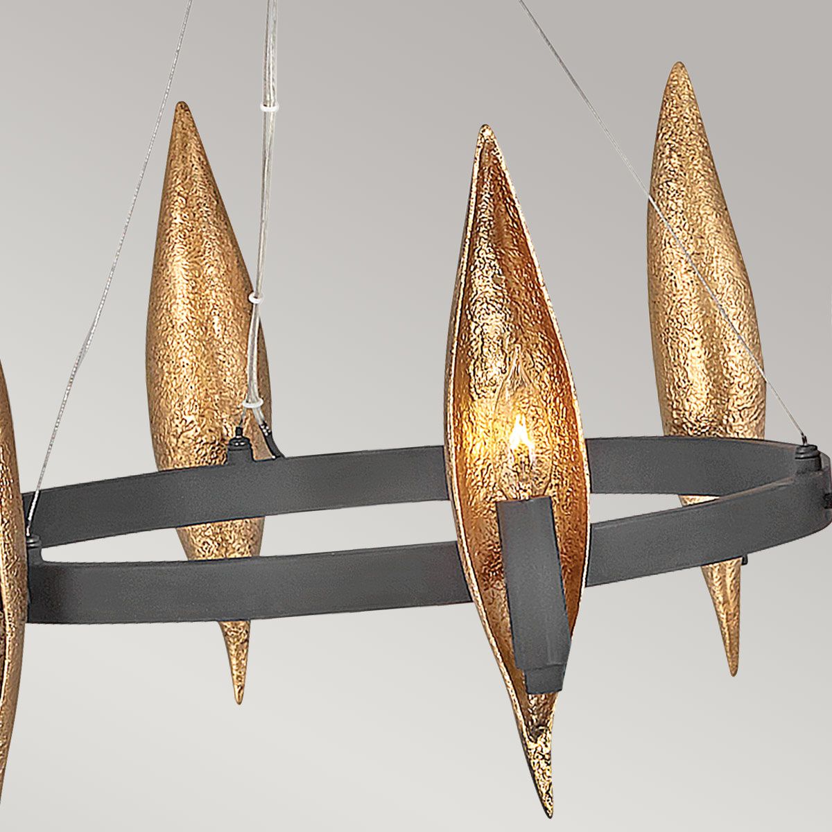 Quintiesse Willow 6 Light Chandelier - Carbon Black with Deluxe Gold