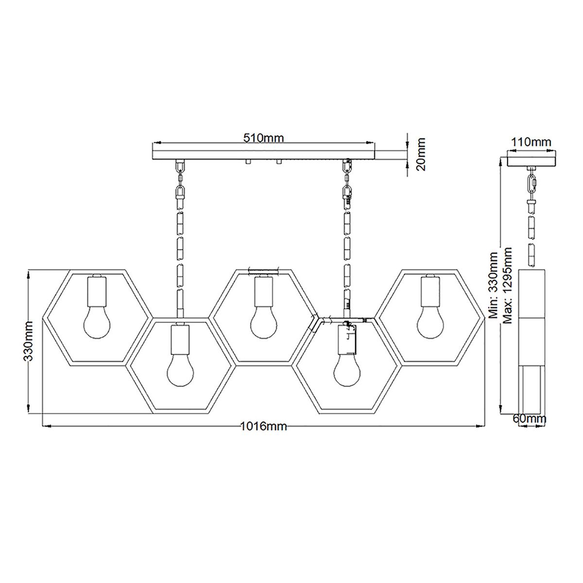 Quoizel Bismarck 5 Light Linear Pendant - Earth Black
