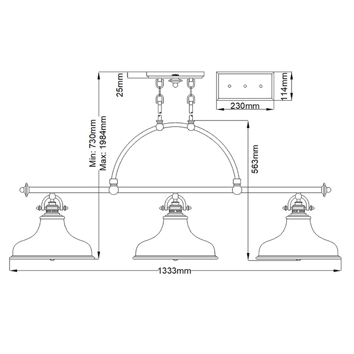 Quoizel Emery 3 Light Island Light - Palladian Bronze