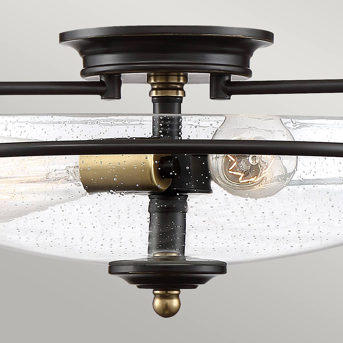 Quoizel Griffin 3 Light Flush Fitting - Palladian Bronze & Weathered Brass