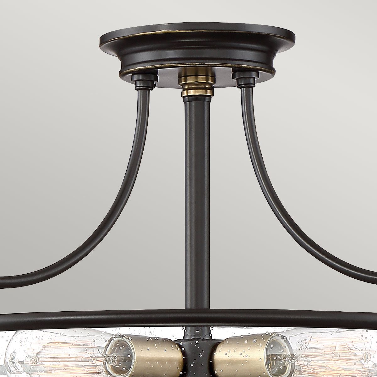 Quoizel Griffin 3 Light Medium Semi-Flush Fitting - Palladian Bronze & Weathered Brass