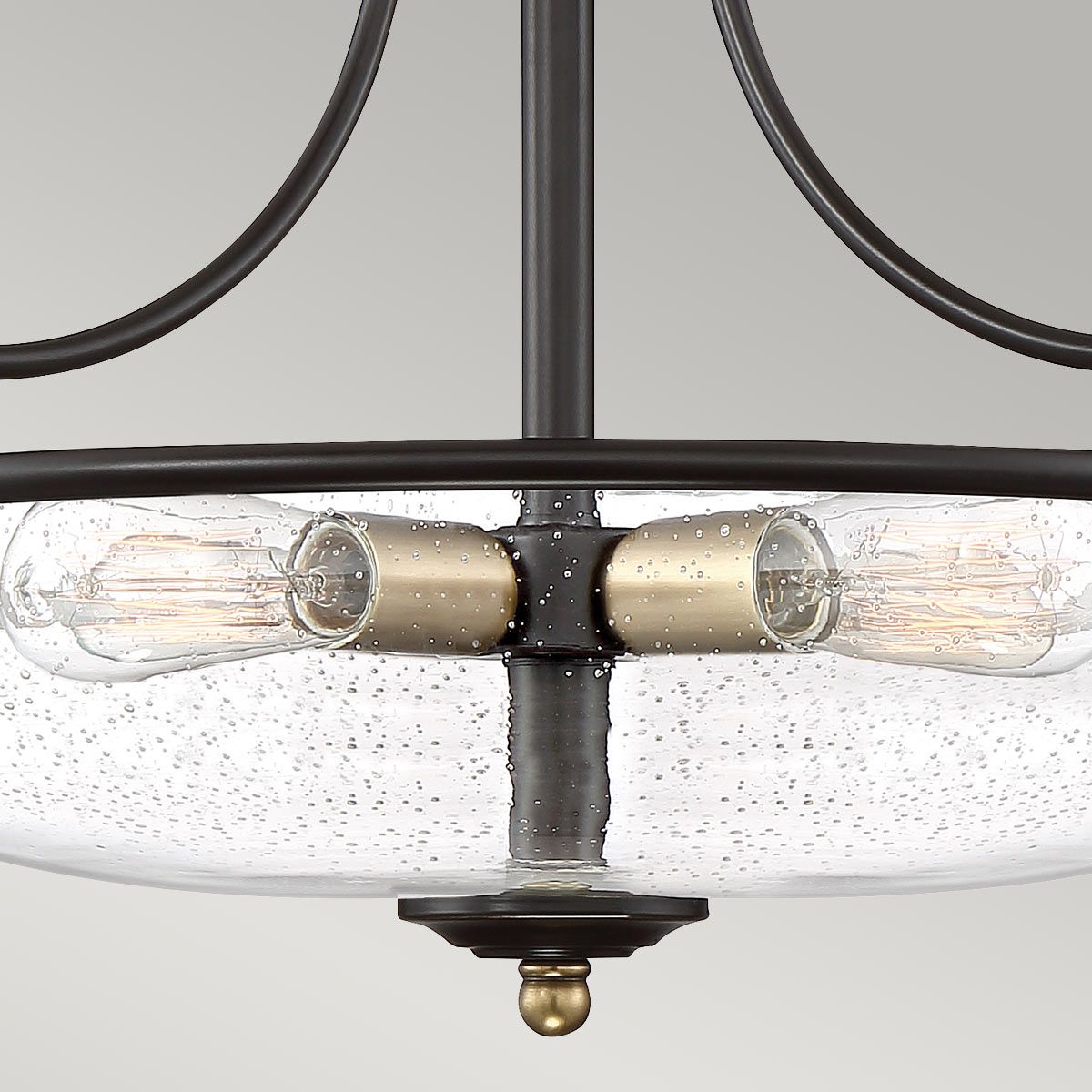 Quoizel Griffin 3 Light Small Semi-Flush Fitting - Palladian Bronze & Weathered Brass