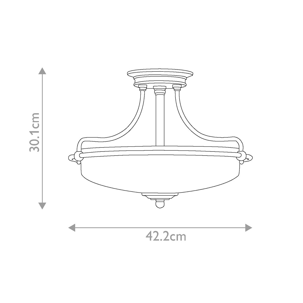 Quoizel Griffin 3 Light Small Semi-Flush Fitting - Palladian Bronze & Weathered Brass