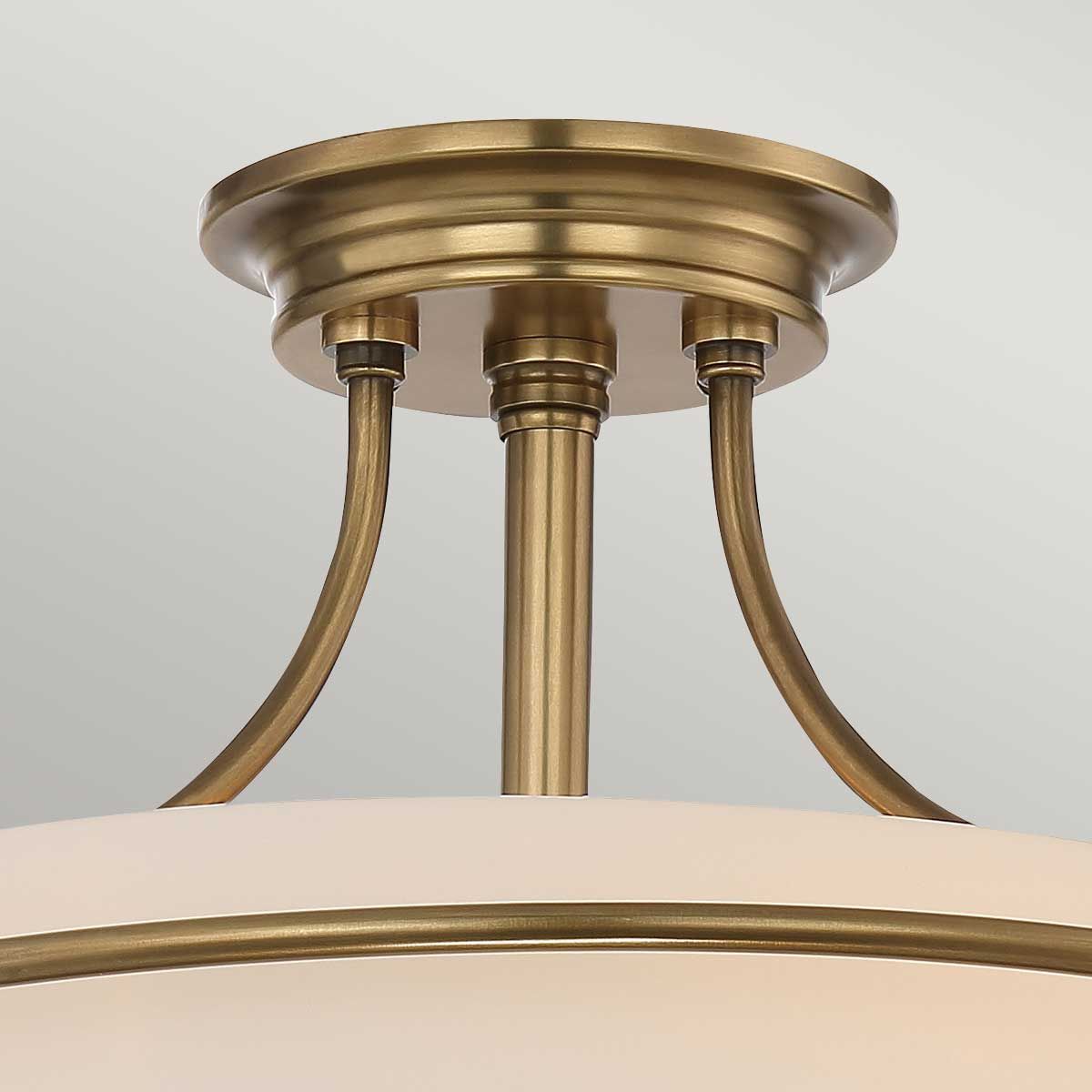 Quoizel Griffin 3 Light Small Semi-Flush Fitting - Weathered Brass