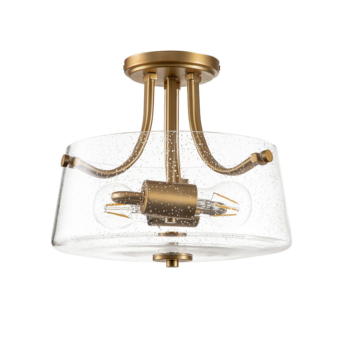 Quoizel Hollister 2 Light Semi-Flush Fitting - Brushed Brass