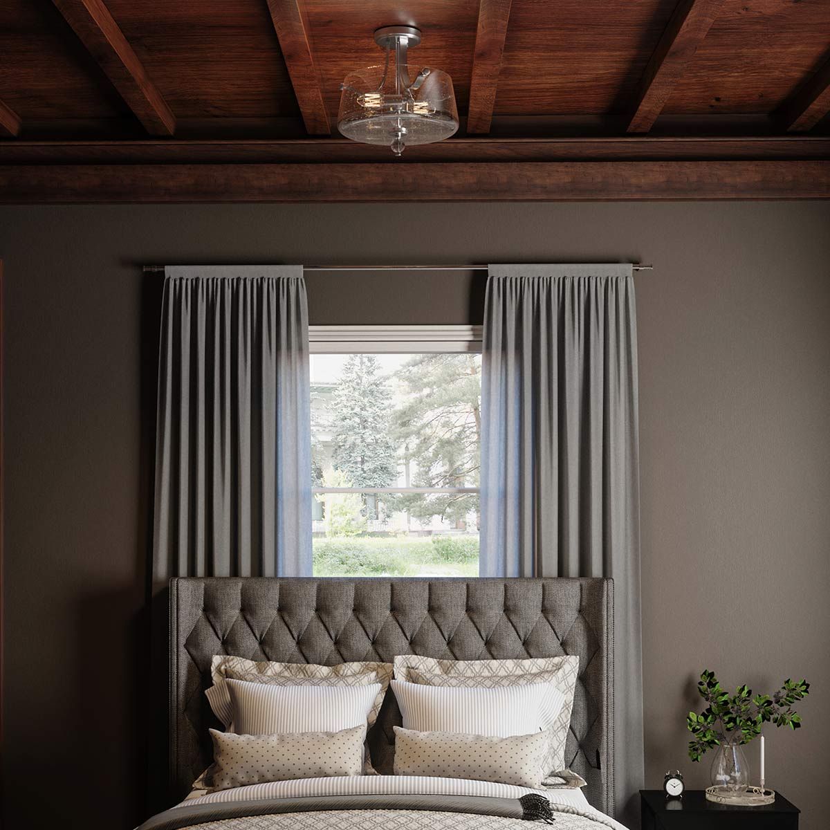 Quoizel Hollister 2 Light Semi-Flush Fitting - Polished Nickel