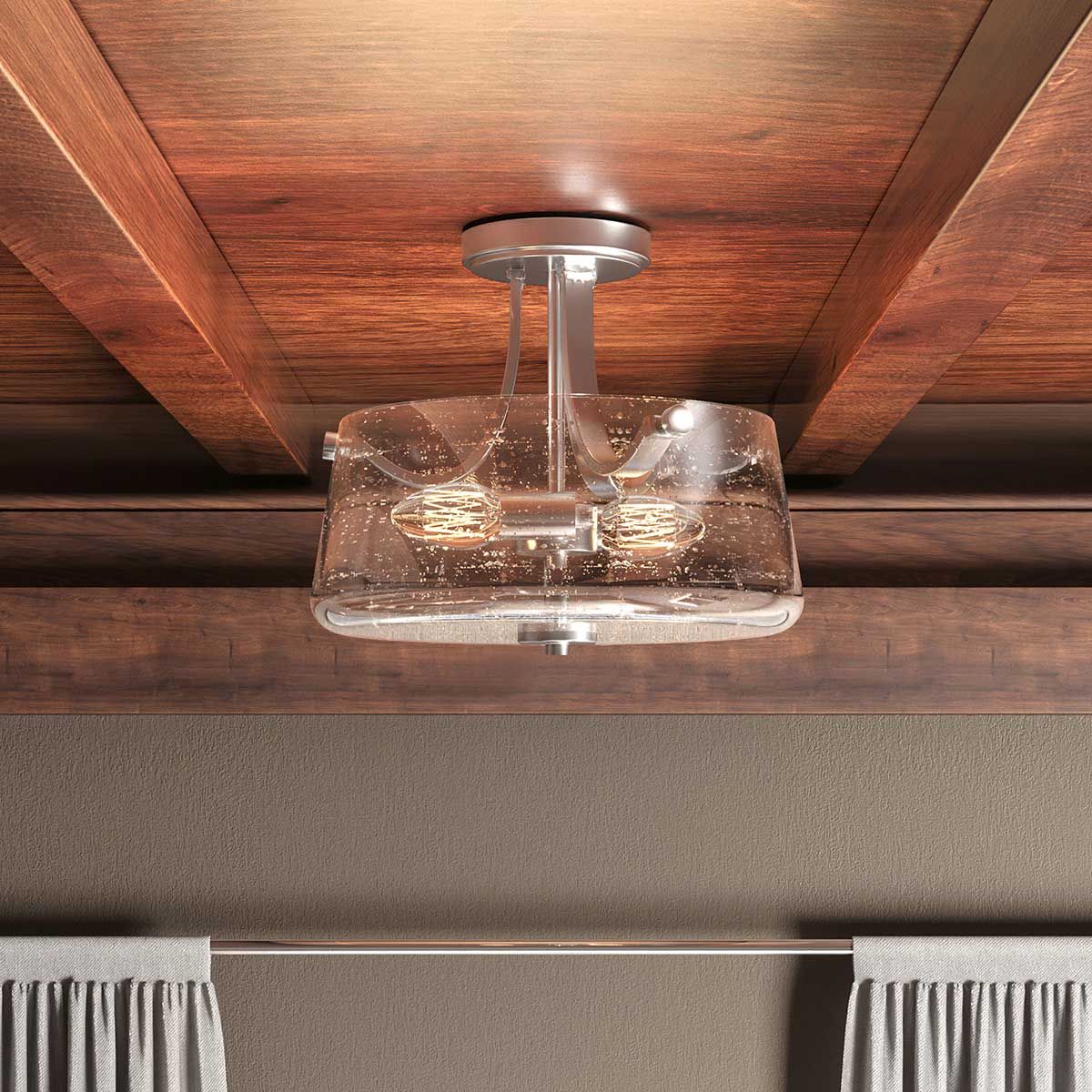 Quoizel Hollister 2 Light Semi-Flush Fitting - Polished Nickel
