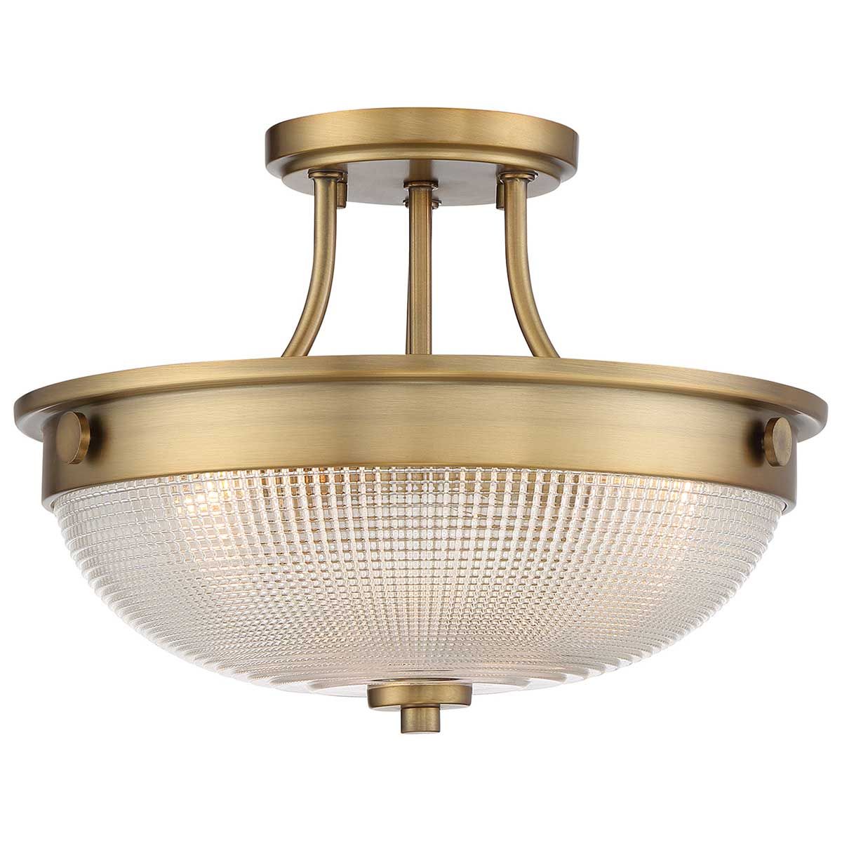 Quoizel Mantle 2 Light Semi-Flush Fitting - Weathered Brass