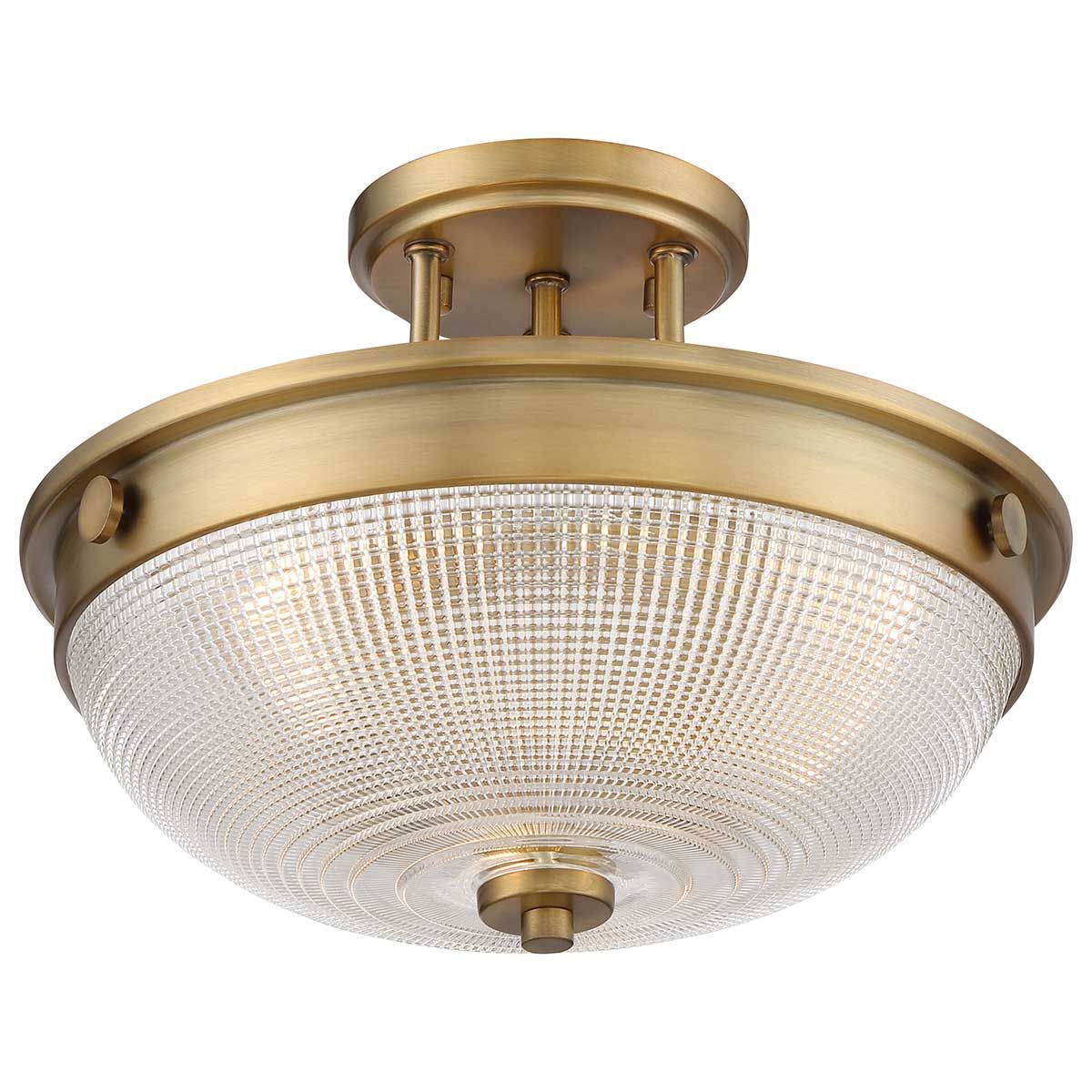 Quoizel Mantle 2 Light Semi-Flush Fitting - Weathered Brass