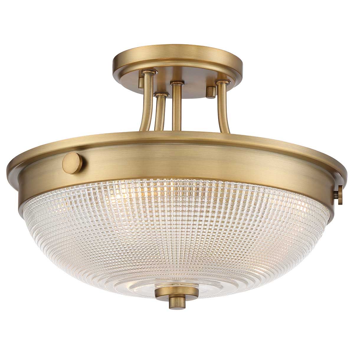 Quoizel Mantle 2 Light Semi-Flush Fitting - Weathered Brass