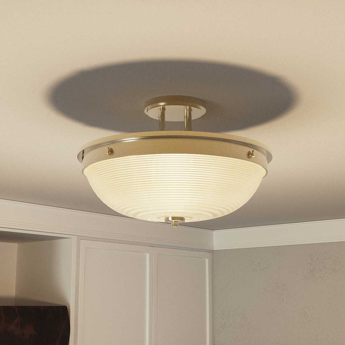 Quoizel Mantle 2 Light Semi-Flush Fitting - Weathered Brass