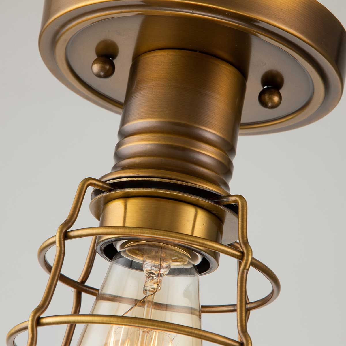Quoizel Mixon Single Semi-Flush Fitting - Weathered Brass