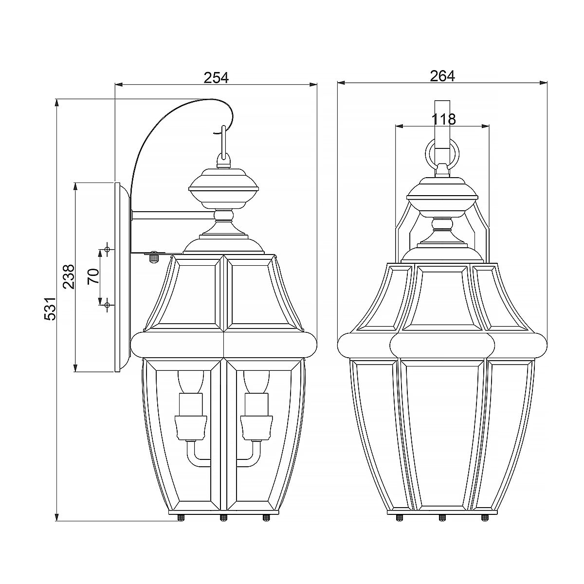 Quoizel Newbury 2 Light Large Wall Lantern - Polished Brass