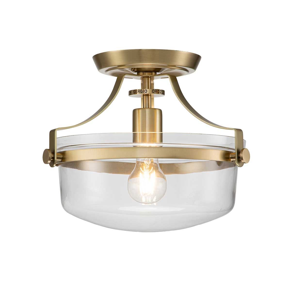 Quoizel Penn Station Single Semi-Flush Fitting - Brushed Brass