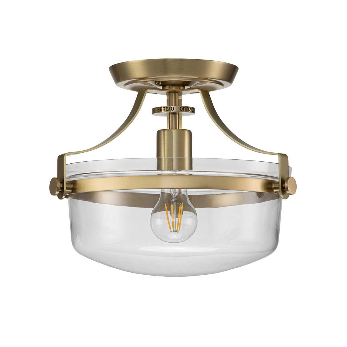 Quoizel Penn Station Single Semi-Flush Fitting - Brushed Brass