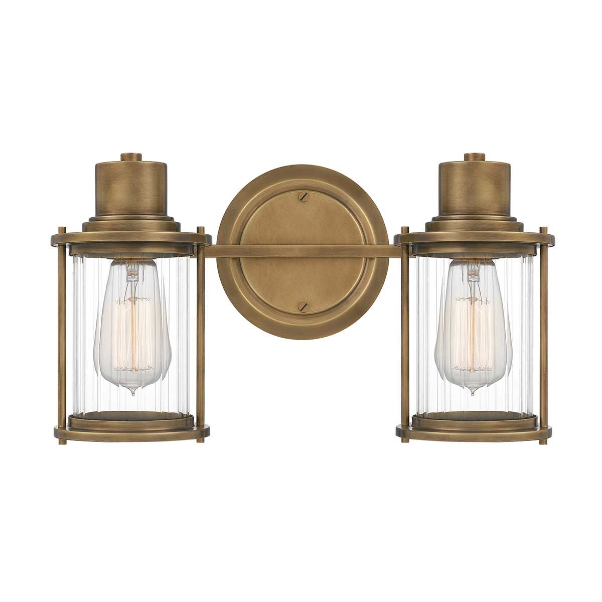 Quoizel Riggs 2 Light Bathroom Wall Light - Weathered Brass