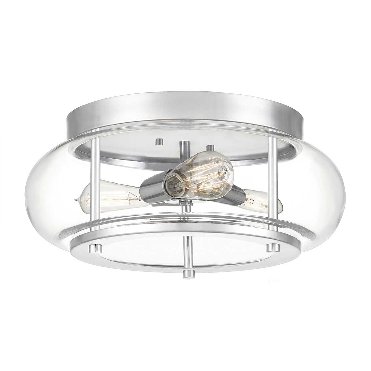 Quoizel Trilogy 3 Light Bathroom Flush Fitting - Polished Chrome