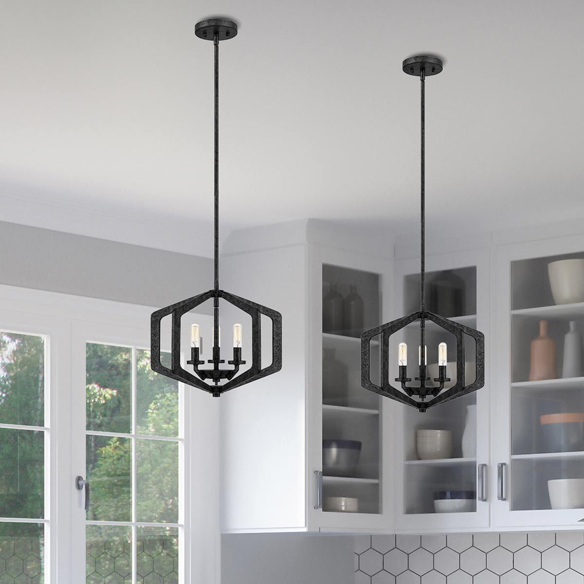 Quoizel Vanguard 3 Light Pendant - Old Black
