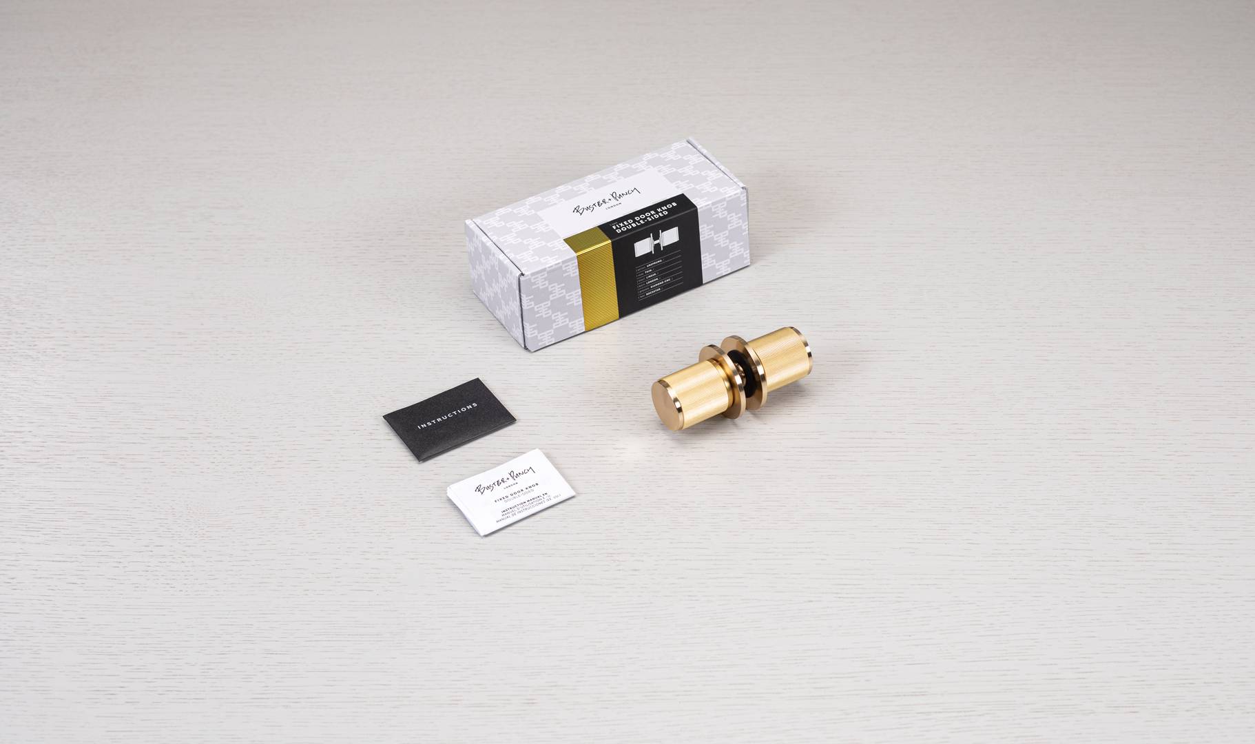 Buster + Punch Door Knob - Fixed - Double-Sided - Linear Knurl