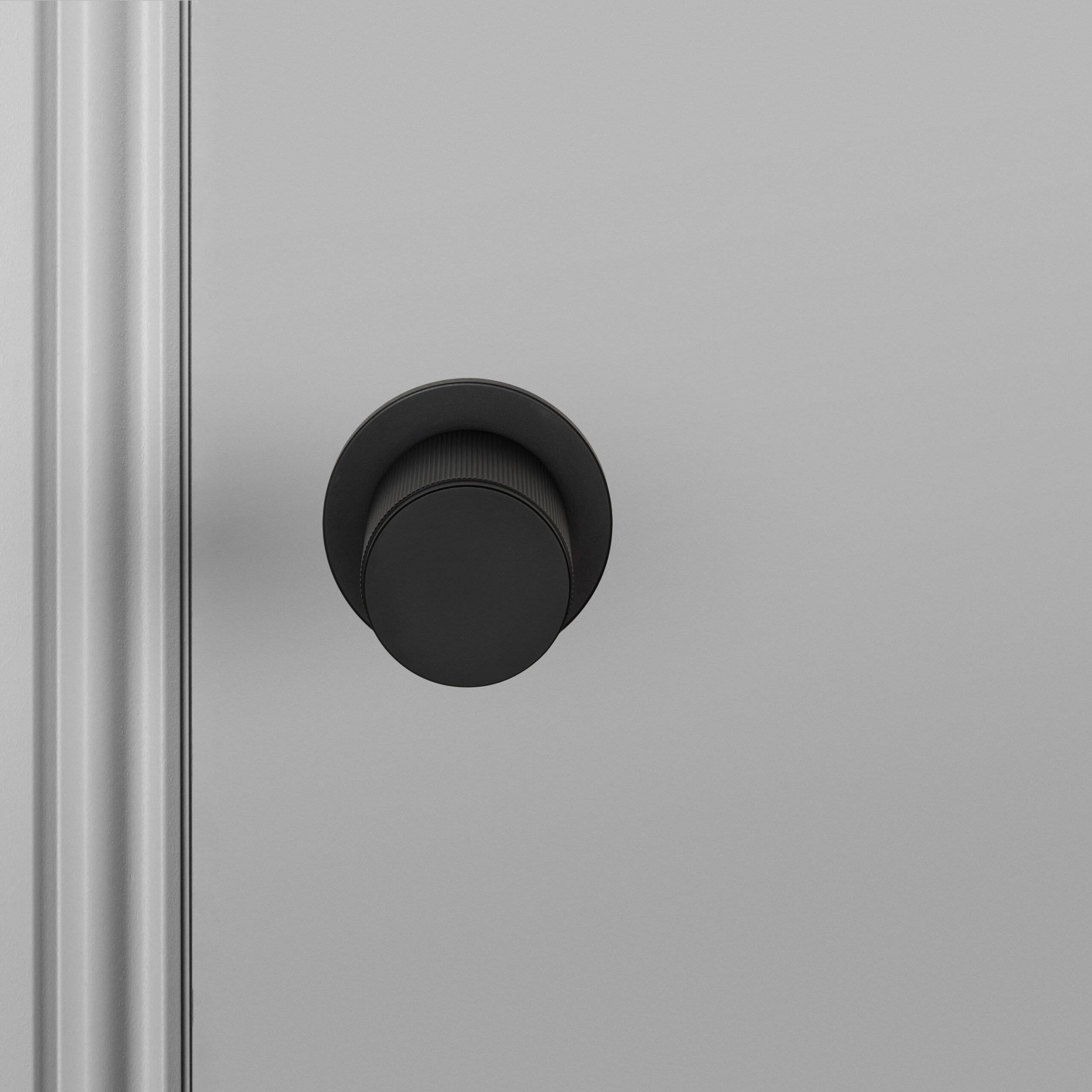 Buster + Punch Door Knob Set Linear Knurl Black - side view