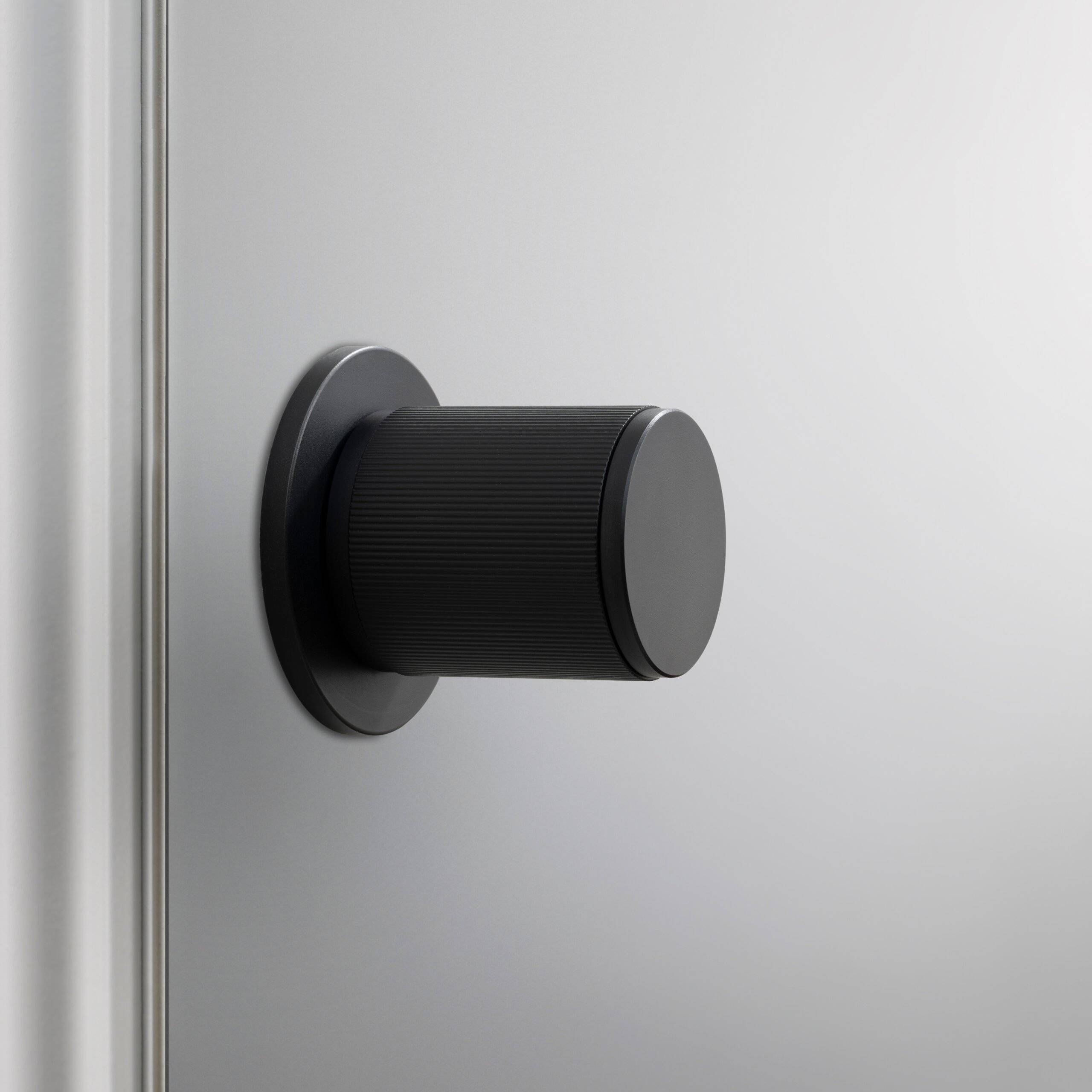 Buster + Punch Door Knob Set Linear Knurl Black - knurl texture detail