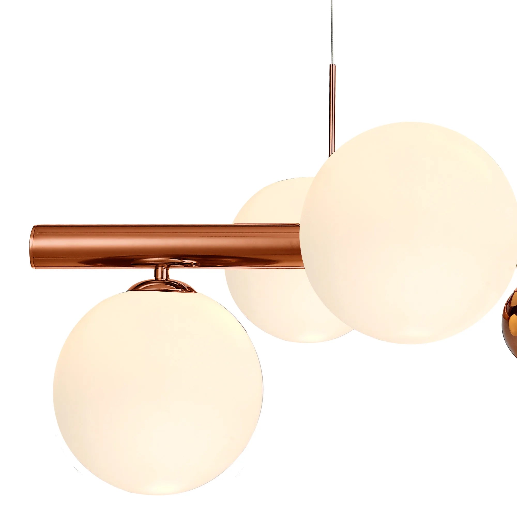 Fabula Roding 7 Light Linear Pendant - Antique Copper, Opal & Copper Glass