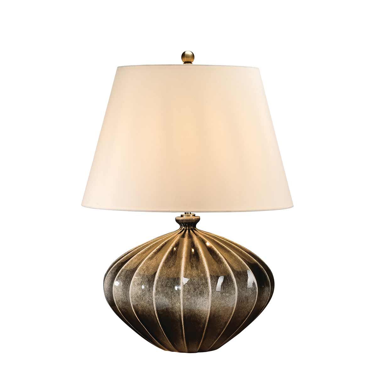 Elstead Ribbed Pumpkin Single Table Lamp - Brown & Black
