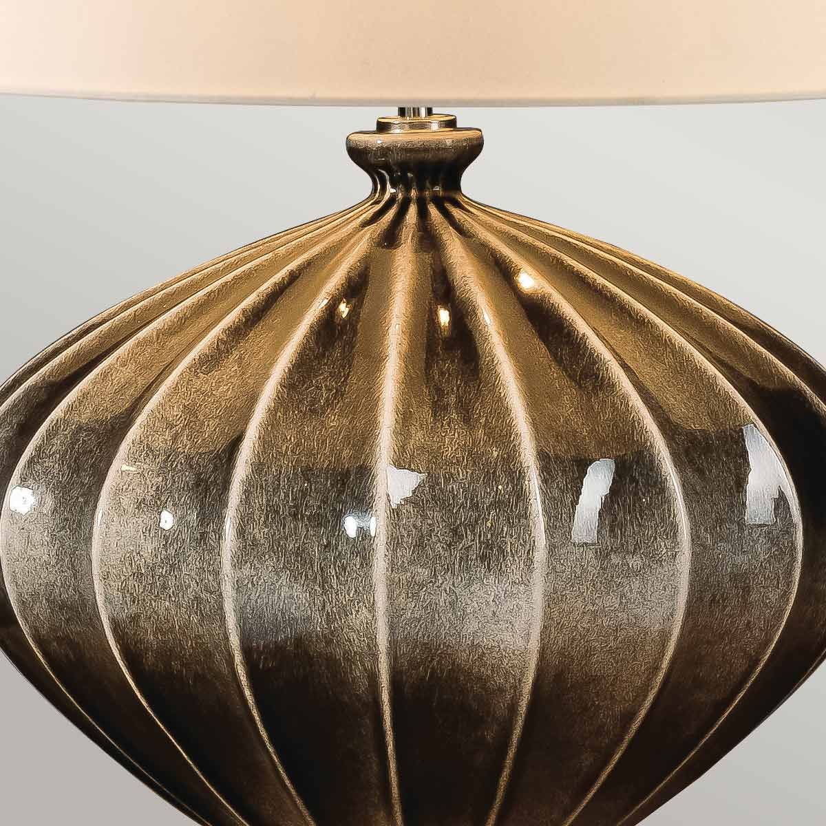 Elstead Ribbed Pumpkin Single Table Lamp - Brown & Black