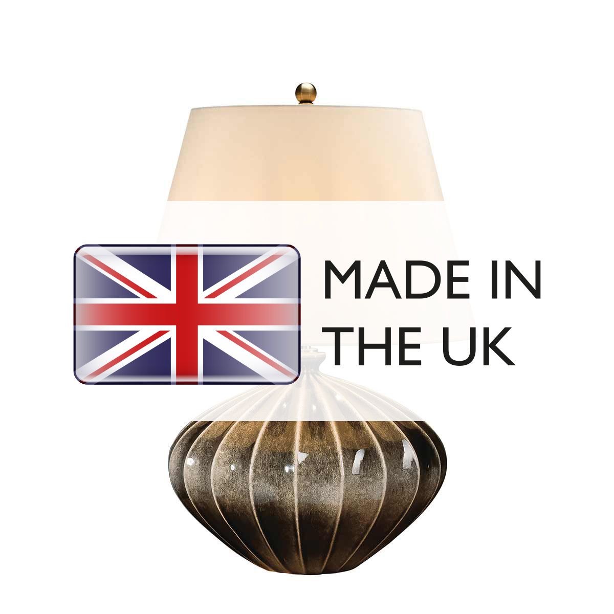 Elstead Ribbed Pumpkin Single Table Lamp - Brown & Black