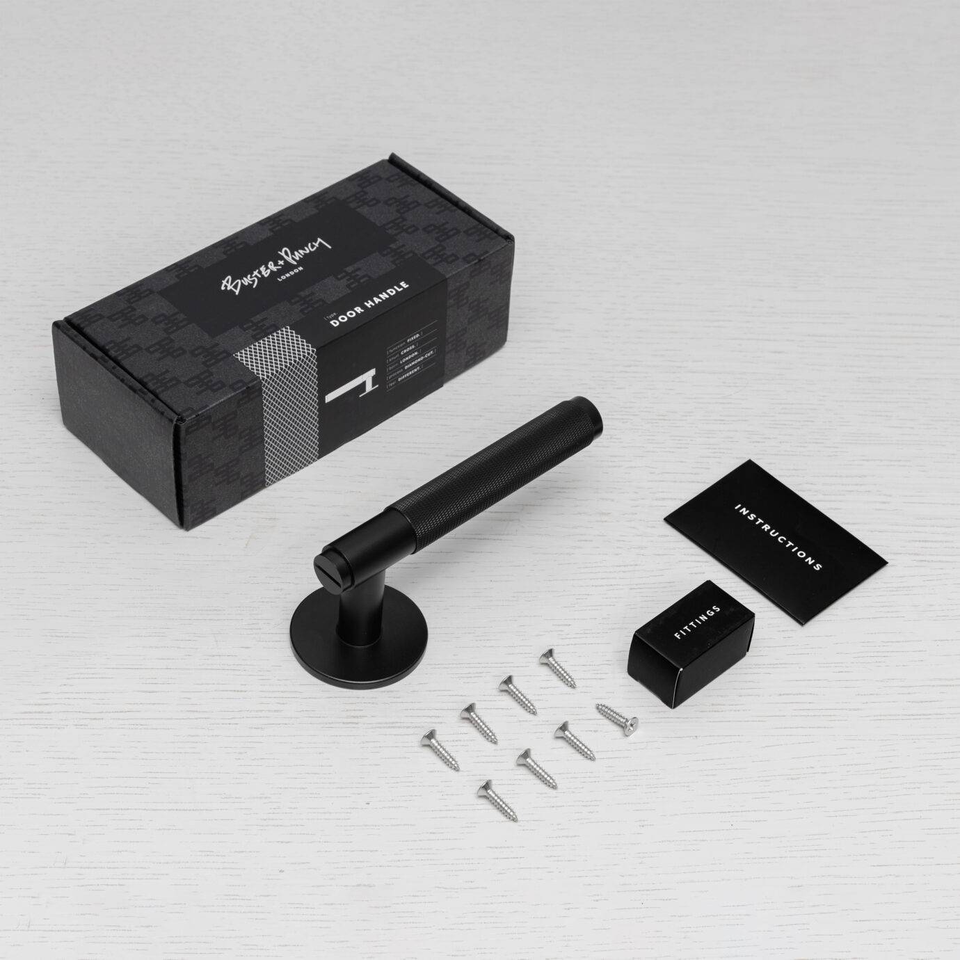 Buster + Punch Door Handle - Fixed - Single-Sided - Cross Knurl