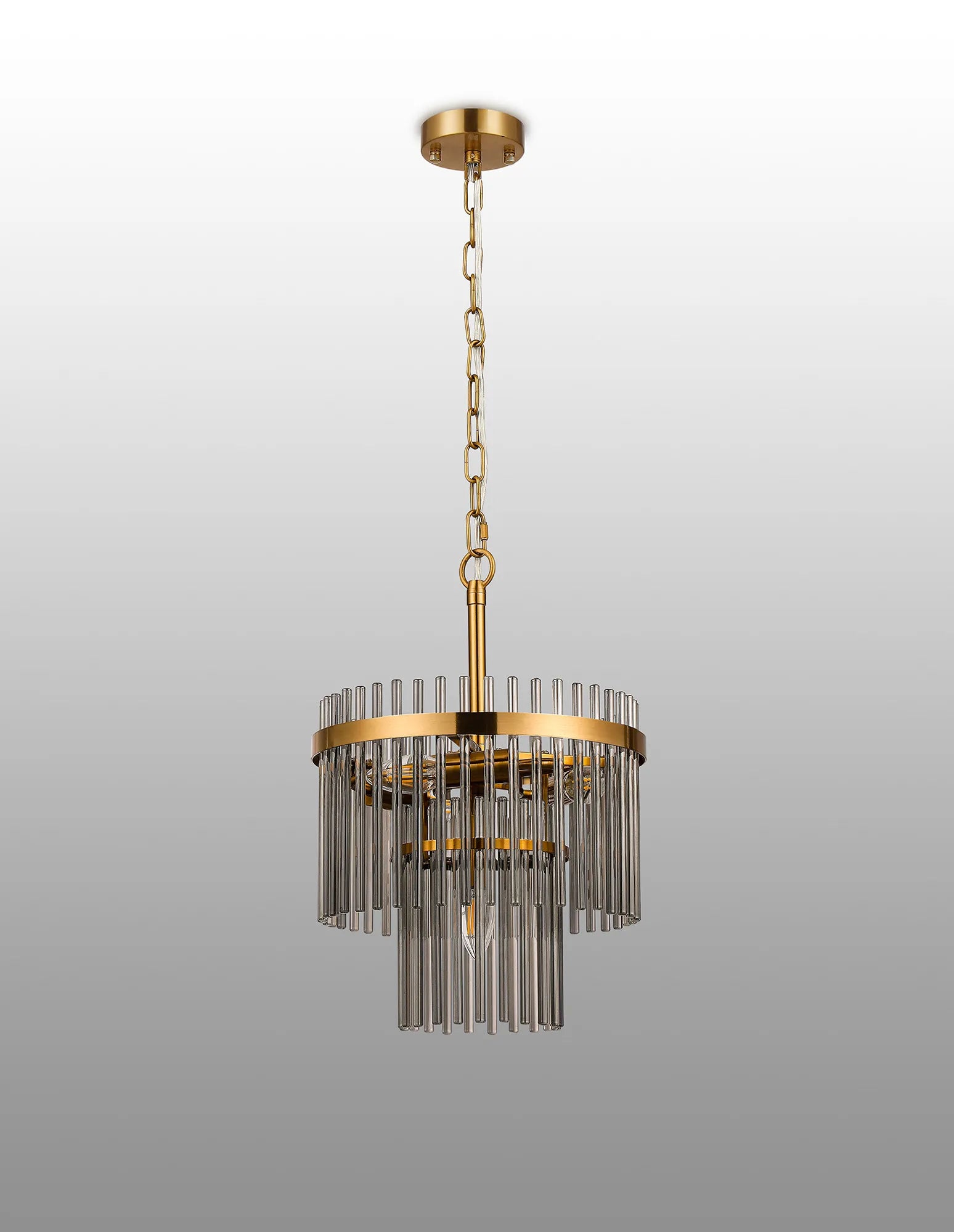 Robin 30cm Pendant & Semi Ceiling 4 Light - Brass & Smoke Glass Rods